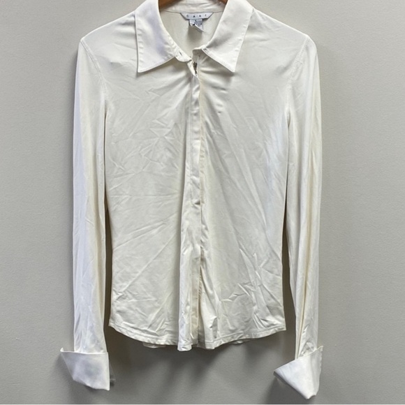 CAbi Tops - CAbi Cream Zip-Up Shirt Womens Large